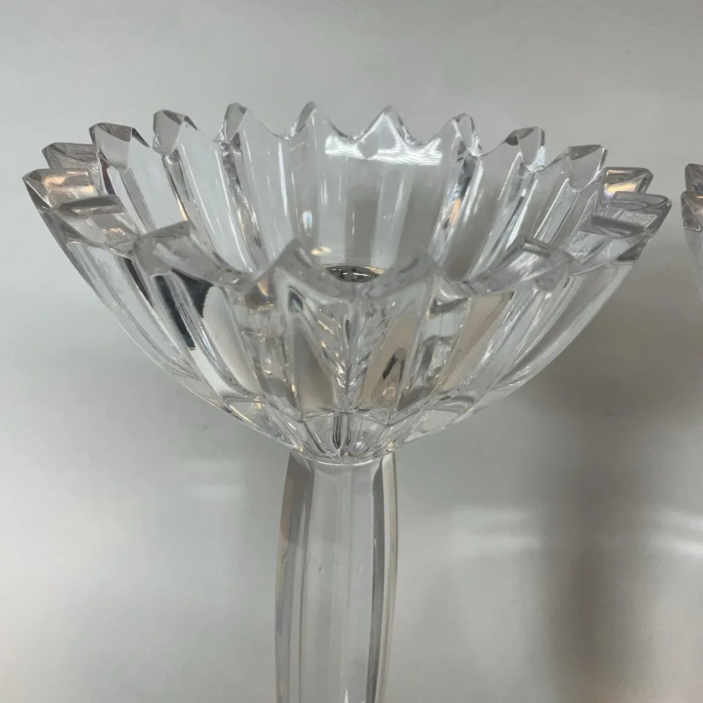 Vintage Mikasa Ice Palace Lead Crystal Candleholders‎ Ice Crystal Type Bowls
